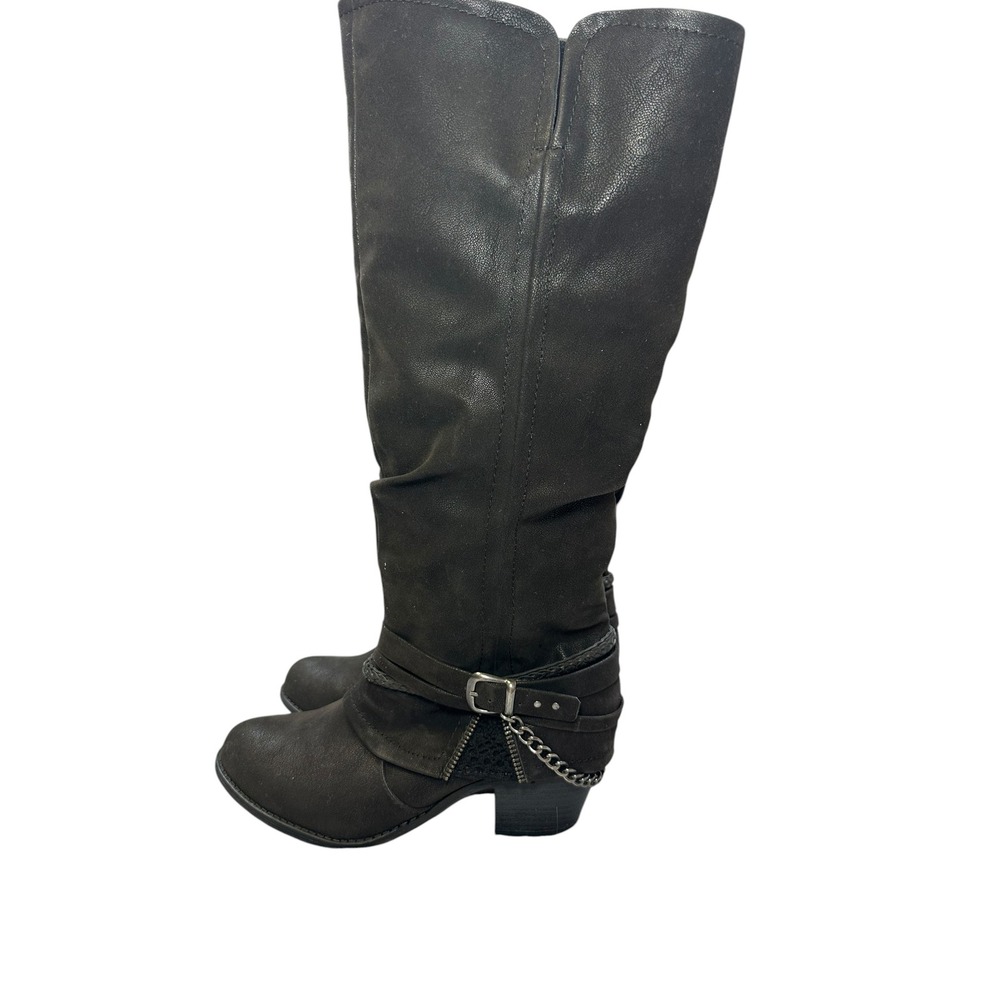 Jellypop Treasure Black Slouchy Knee High Boots Buckle Chain Detail 7.5M 732562 - Picture 4 of 10
